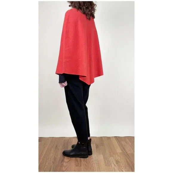 Vintage Wool Knit Cape Poncho Sweater Coat Shawl Jacket Fall Winter Scandi Girl - Picture 4 of 9